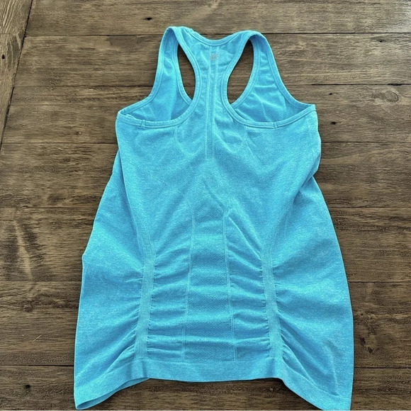 Athleta Small Turquoise Racerback Fastest Tank Top Ruched 643266 Stretch Workout - Picture 4 of 4